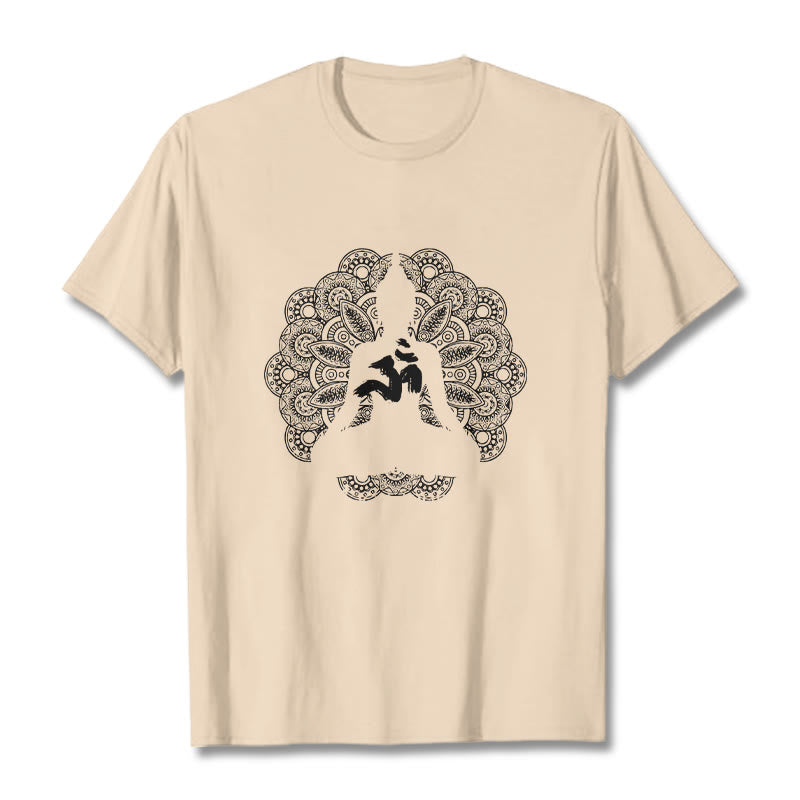 Buddha Stones純色曼荼羅オームシンボル柄Tシャツ - ビスク - 2XL - image 8