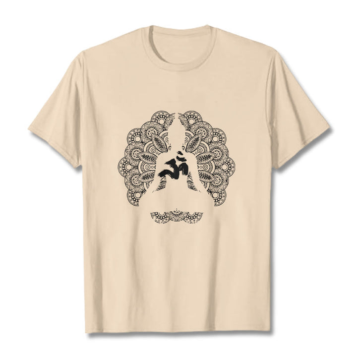 Buddha Stones純色曼荼羅オームシンボル柄Tシャツ - ビスク - 2XL - image 8