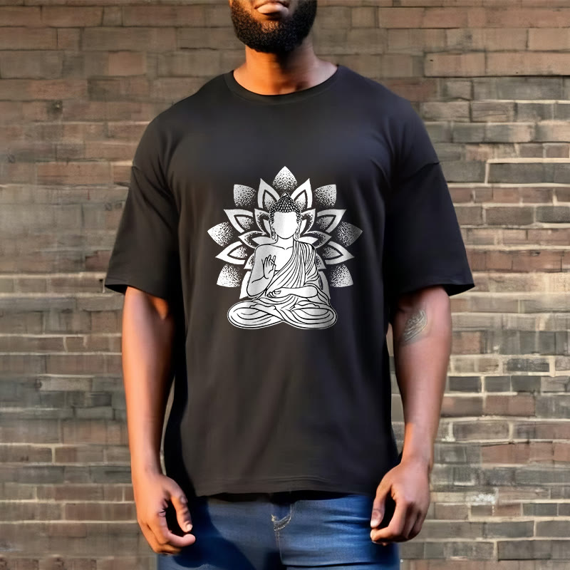 Buddha Stones座像仏蓮華模様Tシャツ - image 5