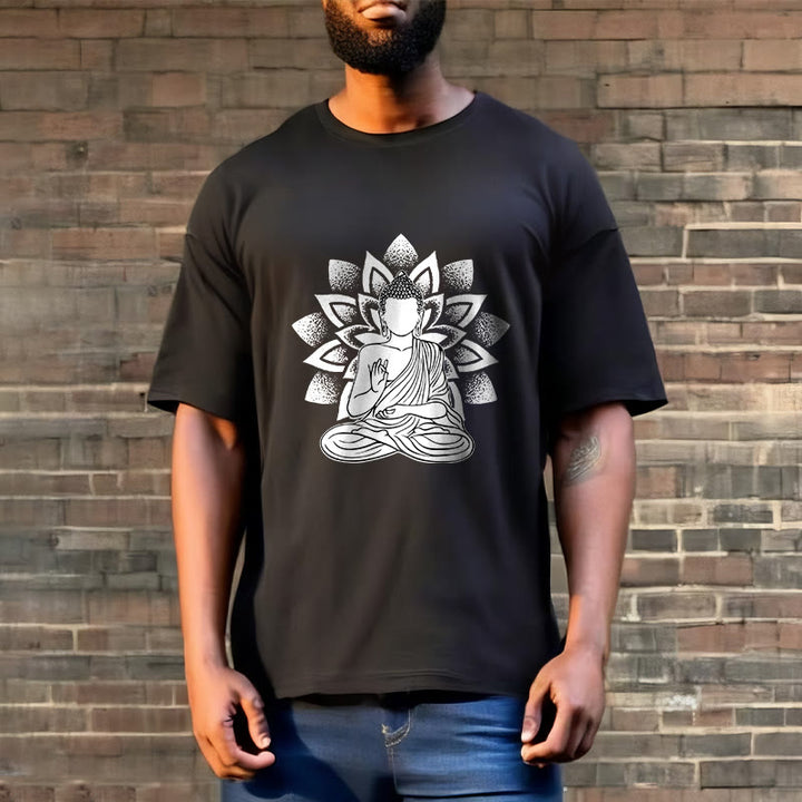 Buddha Stones座像仏蓮華模様Tシャツ - image 5