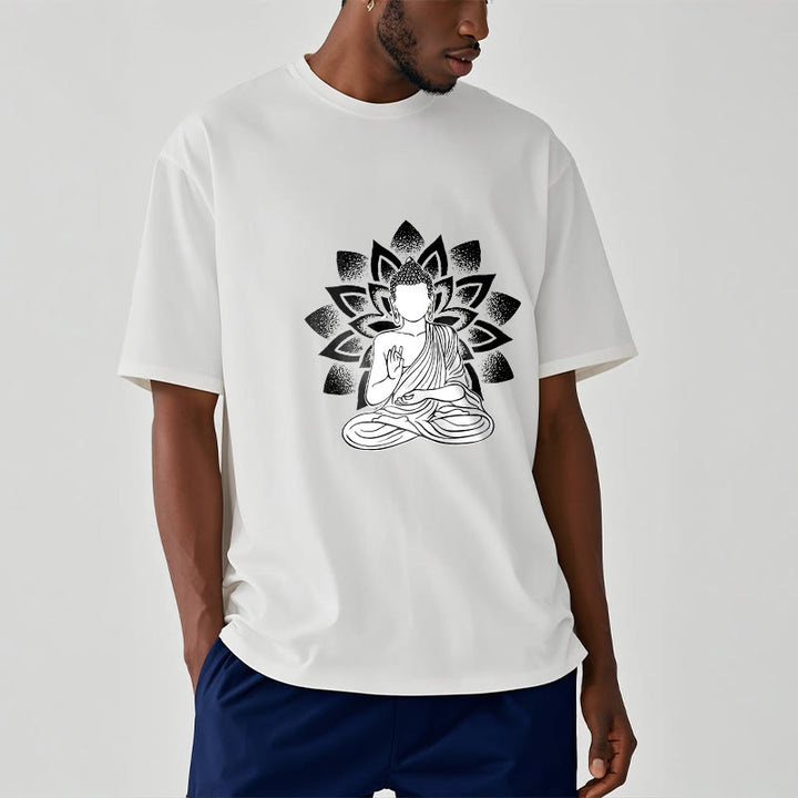 Buddha Stones座像仏蓮華模様Tシャツ - image 9