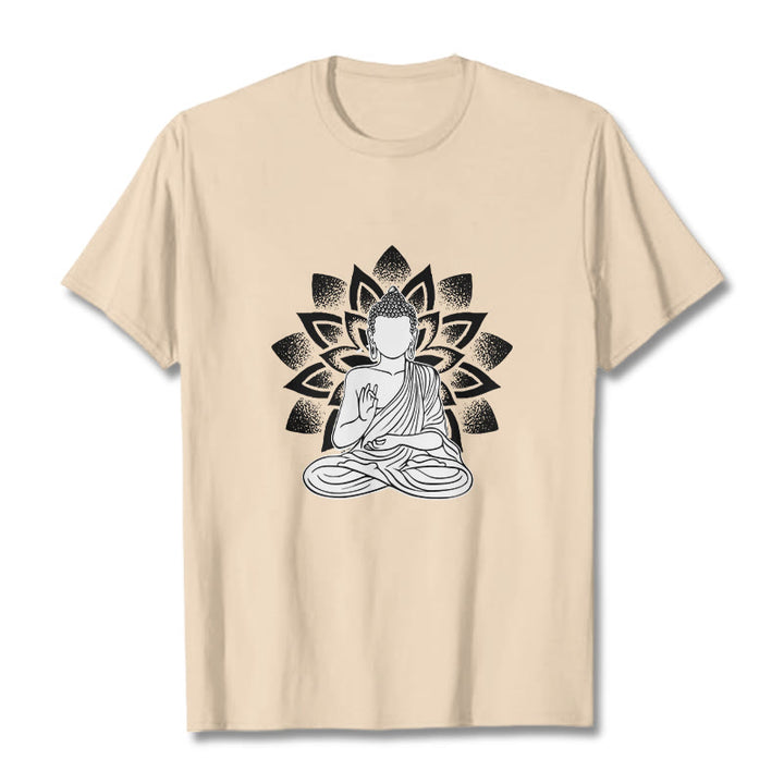 Buddha Stones座像仏蓮華模様Tシャツ - ビスク - 2XL - image 10