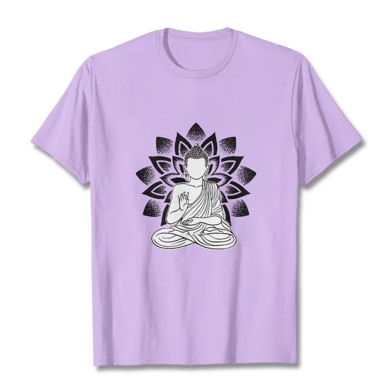 Buddha Stones座像仏蓮華模様Tシャツ - 梅 - 2XL - image 16