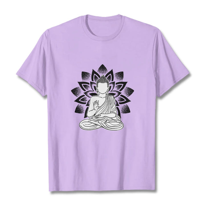 Buddha Stones座像仏蓮華模様Tシャツ - 梅 - 2XL - image 16