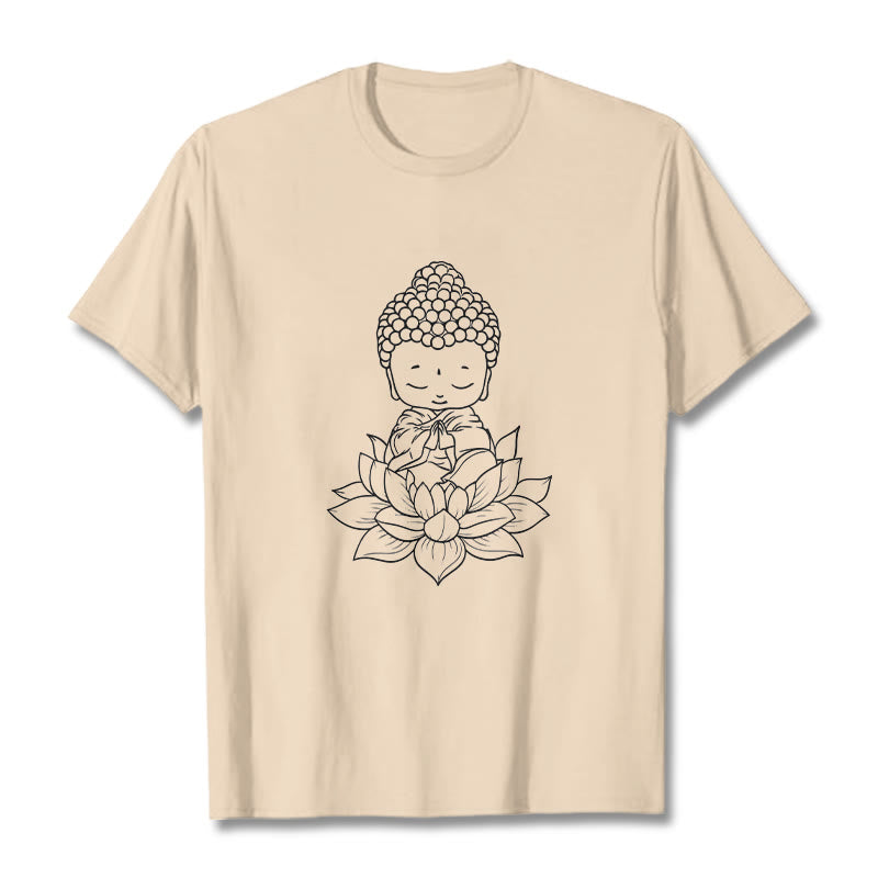 Buddha Stones平和な仏陀 蓮の花柄 Tシャツ - ビスク - 2XL - image 9