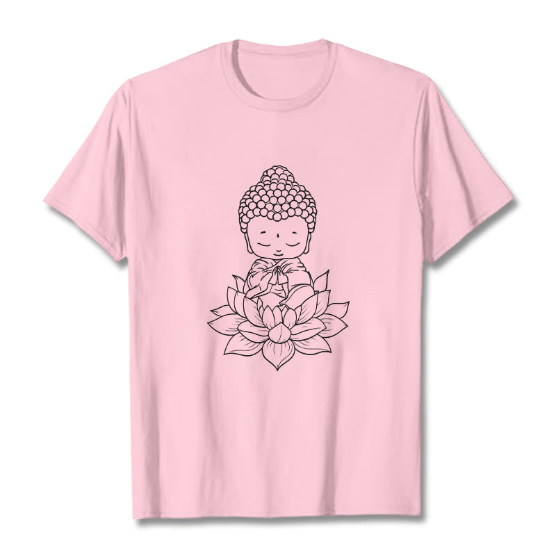 Buddha Stones平和な仏陀 蓮の花柄 Tシャツ - ライトピンク - 2XL - image 13