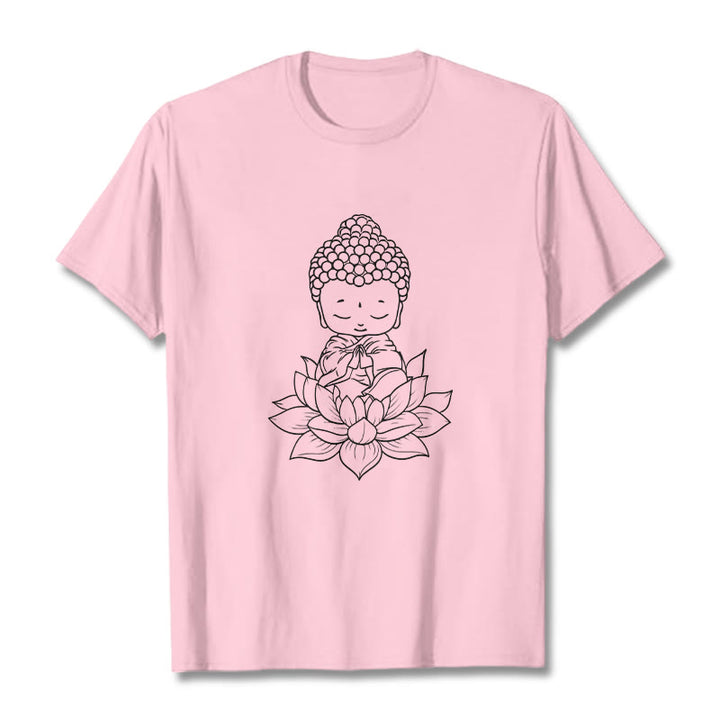 Buddha Stones平和な仏陀 蓮の花柄 Tシャツ - ライトピンク - 2XL - image 13
