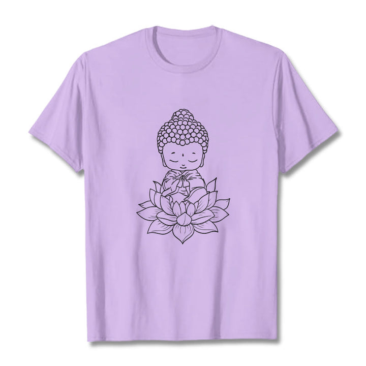 Buddha Stones平和な仏陀 蓮の花柄 Tシャツ - 梅 - 2XL - image 17