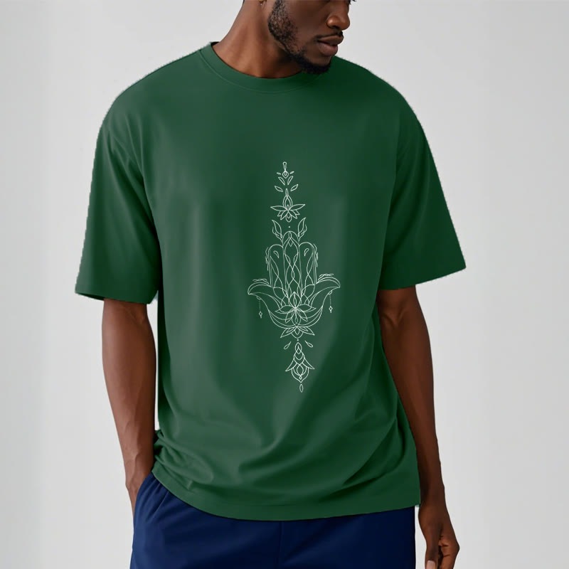Buddha Stonesハムサハンド蓮の花柄Tシャツ - image 12