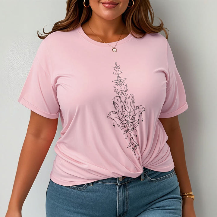 Buddha Stonesハムサハンド蓮の花柄Tシャツ - image 14
