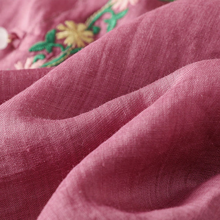 Buddha Stonesカジュアル 刺繍 花 コットン ポリエステル 半袖 レディース クルーネック シャツ - image 9