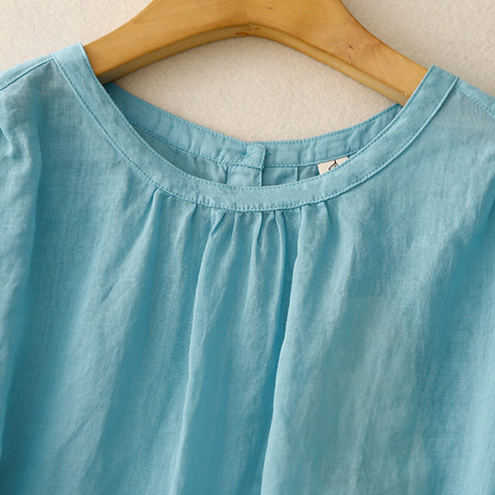 Buddha Stonesカジュアル 無地 レディース クルーネック デザイン コットン ポリエステル Tシャツ - image 10