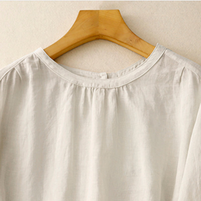 Buddha Stonesカジュアル 無地 レディース クルーネック デザイン コットン ポリエステル Tシャツ - image 14