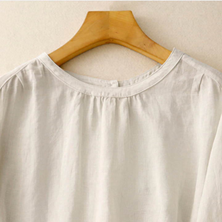 Buddha Stonesカジュアル 無地 レディース クルーネック デザイン コットン ポリエステル Tシャツ - image 14