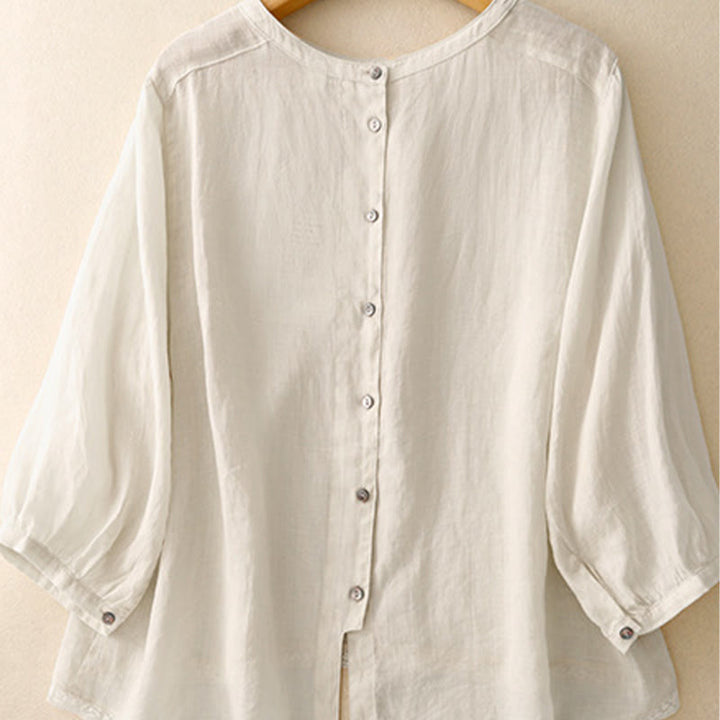 Buddha Stonesカジュアル 無地 レディース クルーネック デザイン コットン ポリエステル Tシャツ - image 15