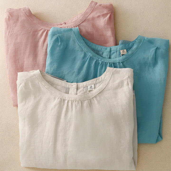 Buddha Stonesカジュアル 無地 レディース クルーネック デザイン コットン ポリエステル Tシャツ - image 22