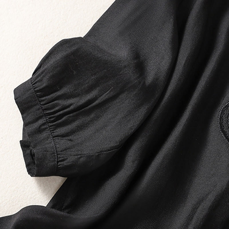 Buddha Stonesカジュアル刺繍パターン レディース Vネックデザイン ハーフスリーブ Tシャツ - image 9