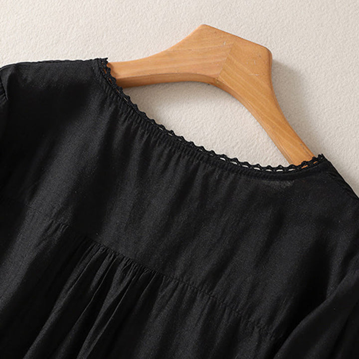 Buddha Stonesカジュアル刺繍パターン レディース Vネックデザイン ハーフスリーブ Tシャツ - image 7