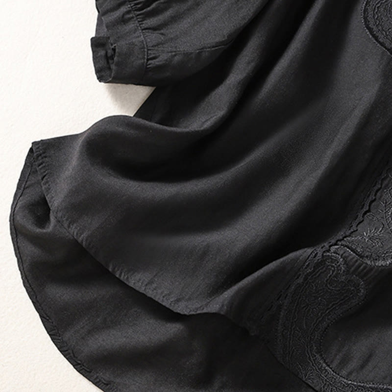 Buddha Stonesカジュアル刺繍パターン レディース Vネックデザイン ハーフスリーブ Tシャツ - image 11