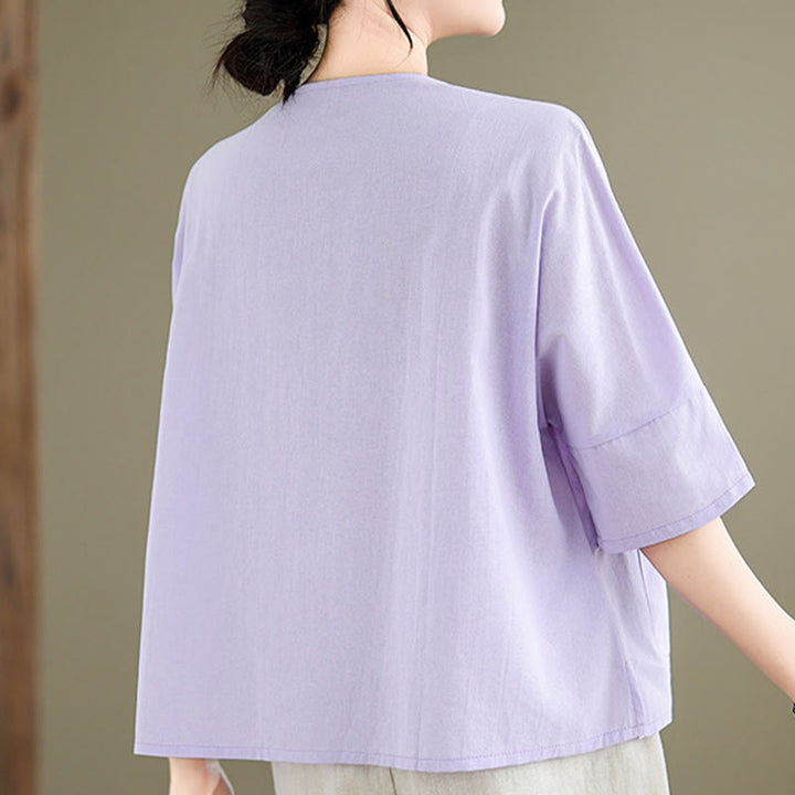 Buddha Stonesカジュアル 無地 レディース 半袖 コットン ポリエステル Tシャツ ポケット付き - image 11