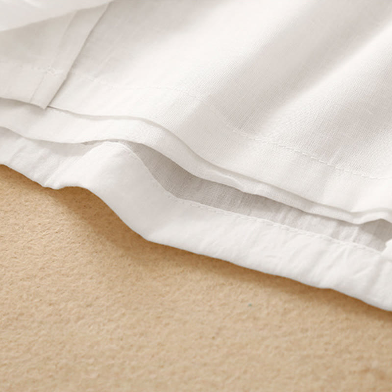 Buddha Stonesフロッグボタン裾スリットデザイン レディース ワイドレッグ コットンリネン パンツ ポケット付き - image 10