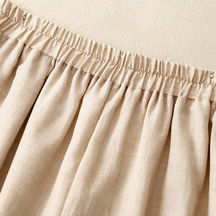 Buddha Stonesフロッグボタン裾スリットデザイン レディース ワイドレッグ コットンリネン パンツ ポケット付き - image 2