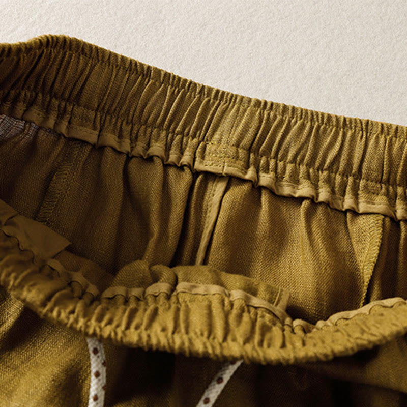 Buddha Stonesカジュアル 刺繍ビーズ ドローストリング レディース ワイドレッグ コットンパンツ ポケット付き - image 10