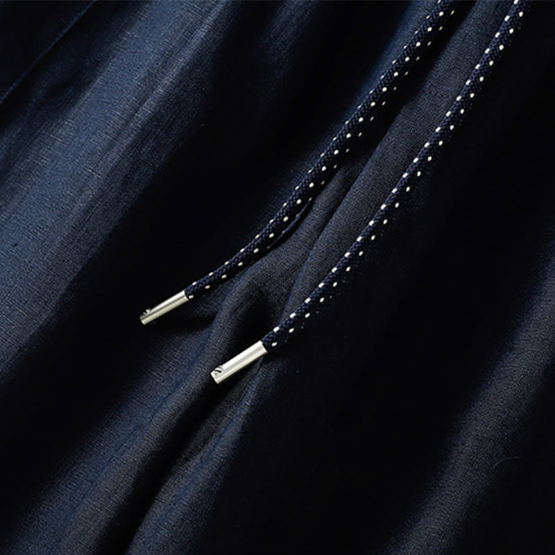 Buddha Stonesカジュアル 刺繍ビーズ ドローストリング レディース ワイドレッグ コットンパンツ ポケット付き - image 3