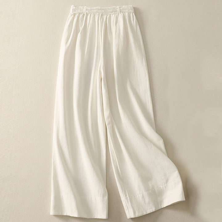 Buddha Stonesデイリー 無地 レースベルト レディース ワイドレッグ コットンパンツ ポケット付き - image 7