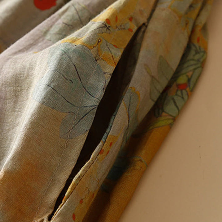 Buddha Stonesレトロカジュアル 中国風 カエルボタンデザイン レディース ハーレムパンツ ポケット付き - image 4