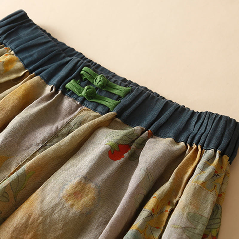 Buddha Stonesレトロカジュアル 中国風 カエルボタンデザイン レディース ハーレムパンツ ポケット付き - image 1