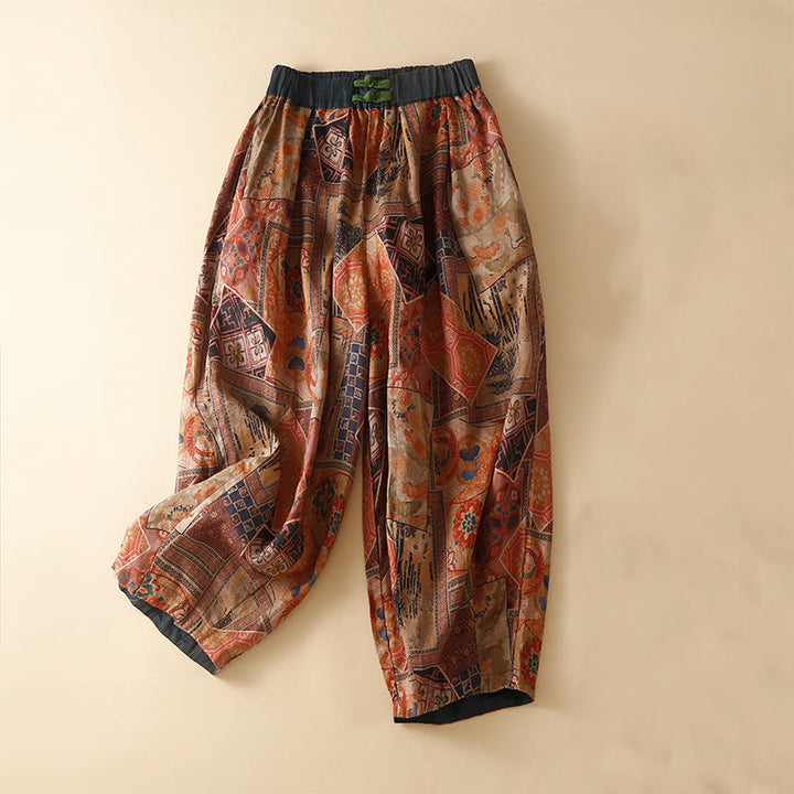 Buddha Stonesレトロカジュアル 中国風 カエルボタンデザイン レディース ハーレムパンツ ポケット付き - 赤 - US8-10，UK/AU12-14，EU40-42 (2XL) - image 14