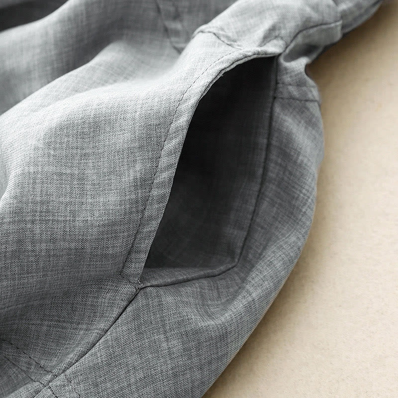 Buddha Stonesプレーン ライトスチールブルー レディース ワイドレッグ コットンリネン パンツ ポケット付き - image 4