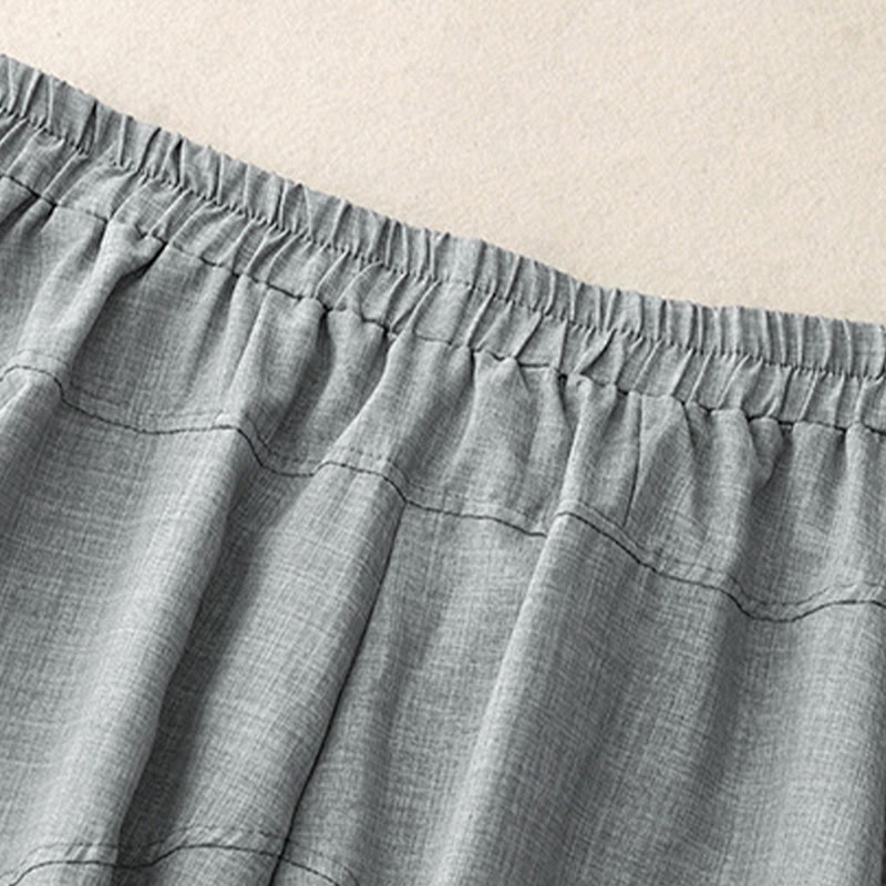 Buddha Stonesプレーン ライトスチールブルー レディース ワイドレッグ コットンリネン パンツ ポケット付き - image 2