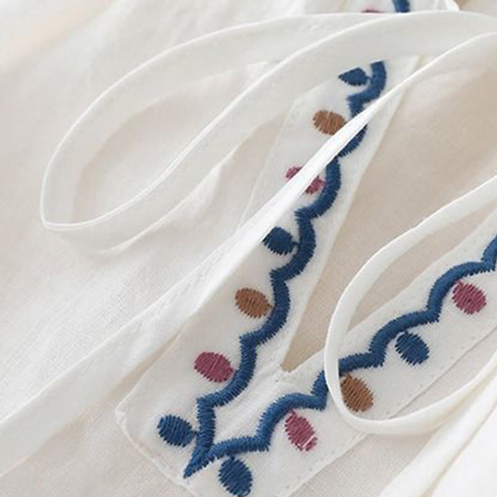 Buddha Stonesサマー刺繍 七分袖 ランタンスリーブ レディース コットンリネン Tシャツ - image 8