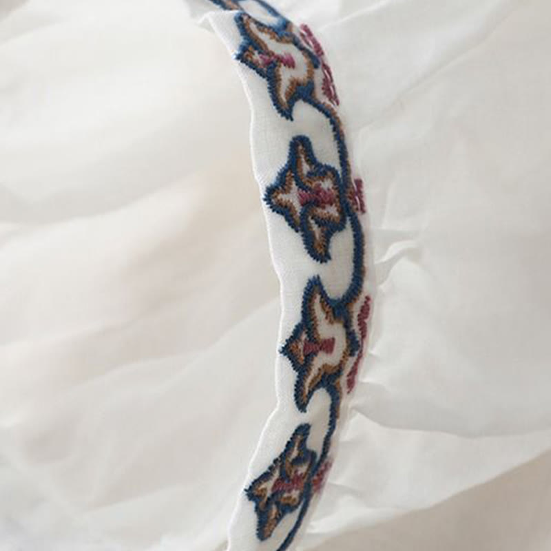 Buddha Stonesサマー刺繍 七分袖 ランタンスリーブ レディース コットンリネン Tシャツ - image 11