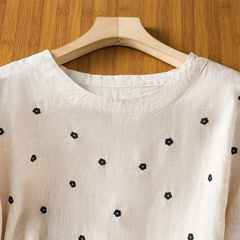 Buddha Stones無地 刺繍 花柄 半袖 レディース Tシャツ - image 16