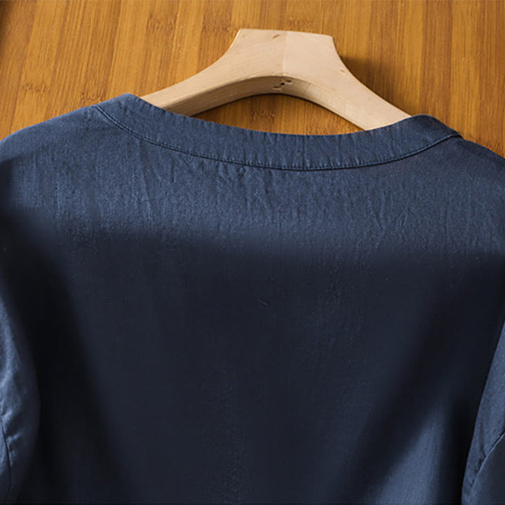 Buddha Stones無地 刺繍 花柄 半袖 レディース コットン Tシャツ - image 3