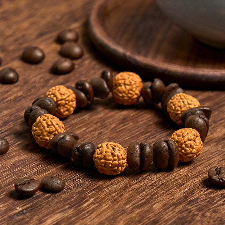 Buddha Stonesハンドメイド天然コーヒー豆菩提樹の幸運ブレスレット - コーヒー豆（手首周り14～17cm） - image 1
