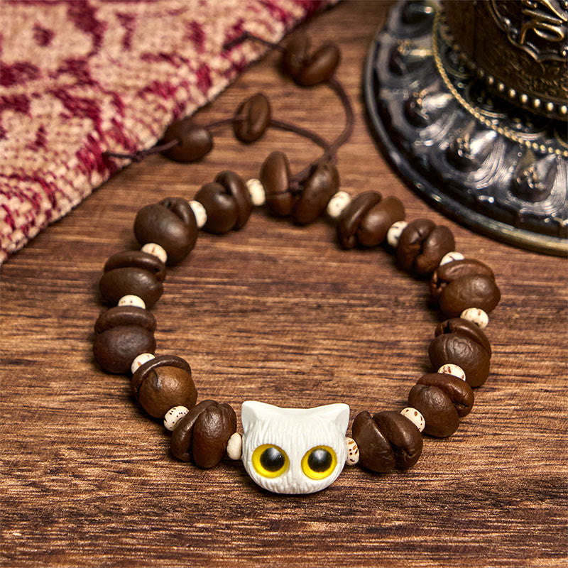 Buddha Stonesハンドメイド 天然コーヒー豆 猫頭 菩提樹 爪足 平和ブレスレット - image 9