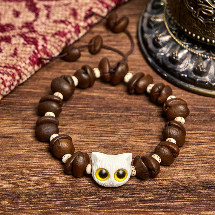 Buddha Stonesハンドメイド 天然コーヒー豆 猫頭 菩提樹 爪足 平和ブレスレット - image 9