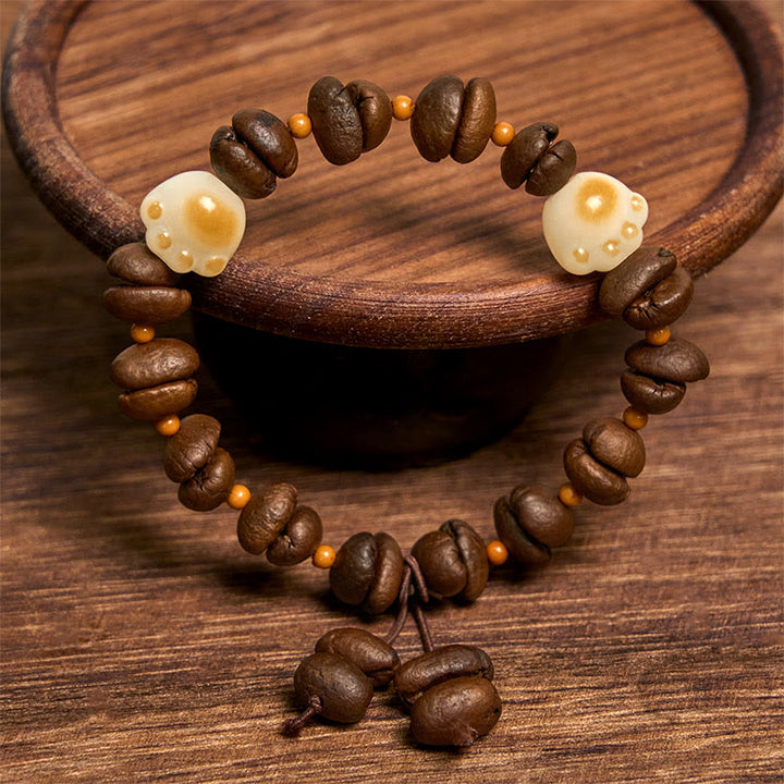 Buddha Stonesハンドメイド 天然コーヒー豆 猫頭 菩提樹 爪足 平和ブレスレット - image 16