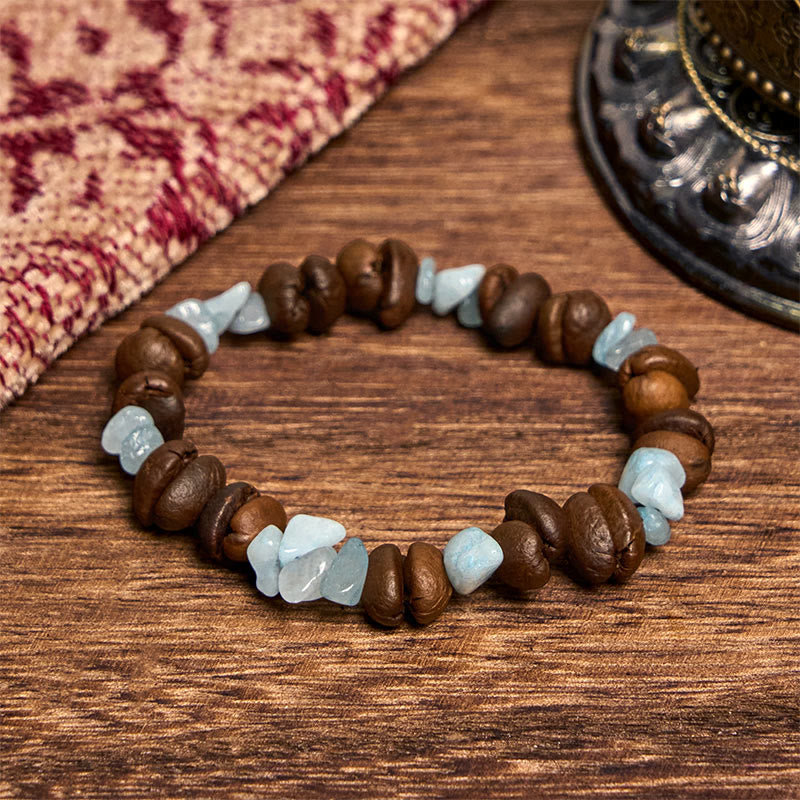 Buddha Stonesハンドメイド天然コーヒー豆アメジストシトリンアマゾナイト不規則クリスタルブレスレット - アクアマリンコーヒー豆（手首周り14～17cm） - image 21