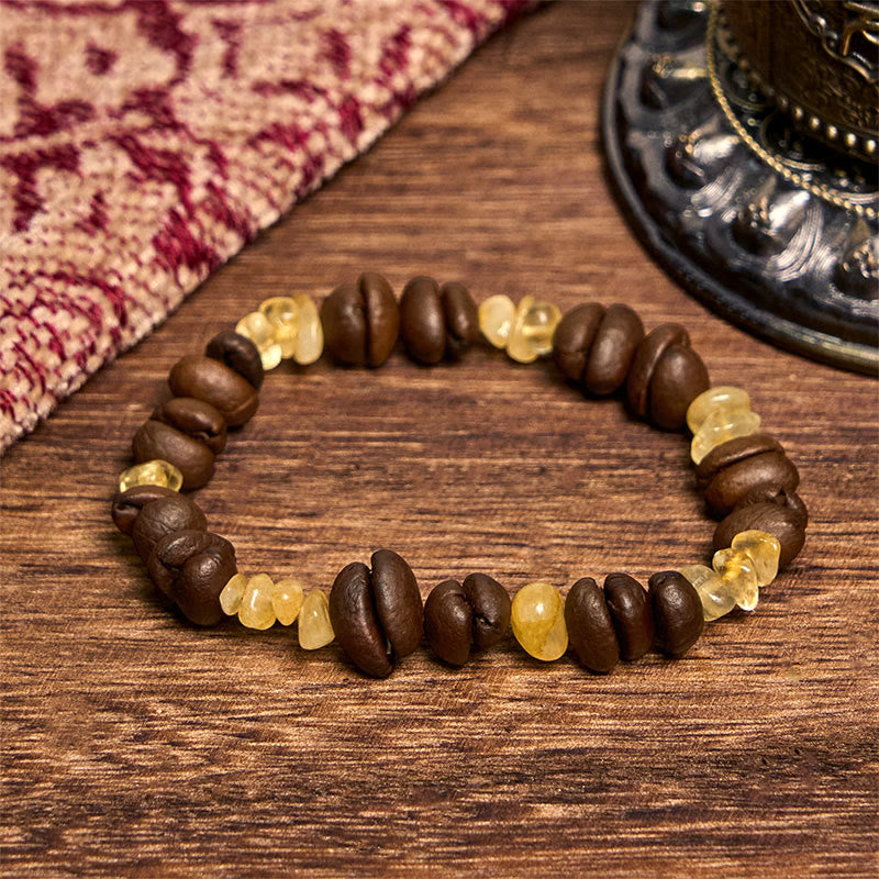 Buddha Stonesハンドメイド天然コーヒー豆アメジストシトリンアマゾナイト不規則クリスタルブレスレット - シトリンコーヒー豆（手首周り14～17cm） - image 6