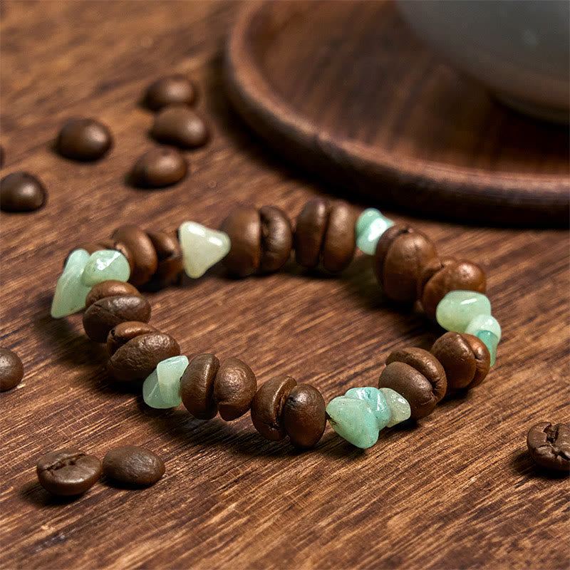 Buddha Stonesハンドメイド天然コーヒー豆アメジストシトリンアマゾナイト不規則クリスタルブレスレット - image 12