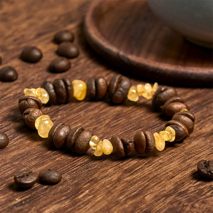 Buddha Stonesハンドメイド天然コーヒー豆アメジストシトリンアマゾナイト不規則クリスタルブレスレット - image 7