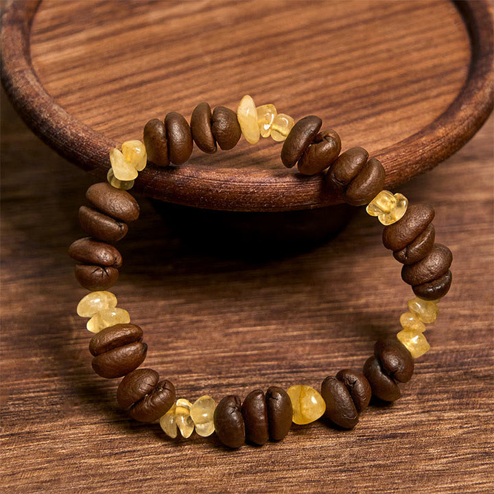Buddha Stonesハンドメイド天然コーヒー豆アメジストシトリンアマゾナイト不規則クリスタルブレスレット - image 8