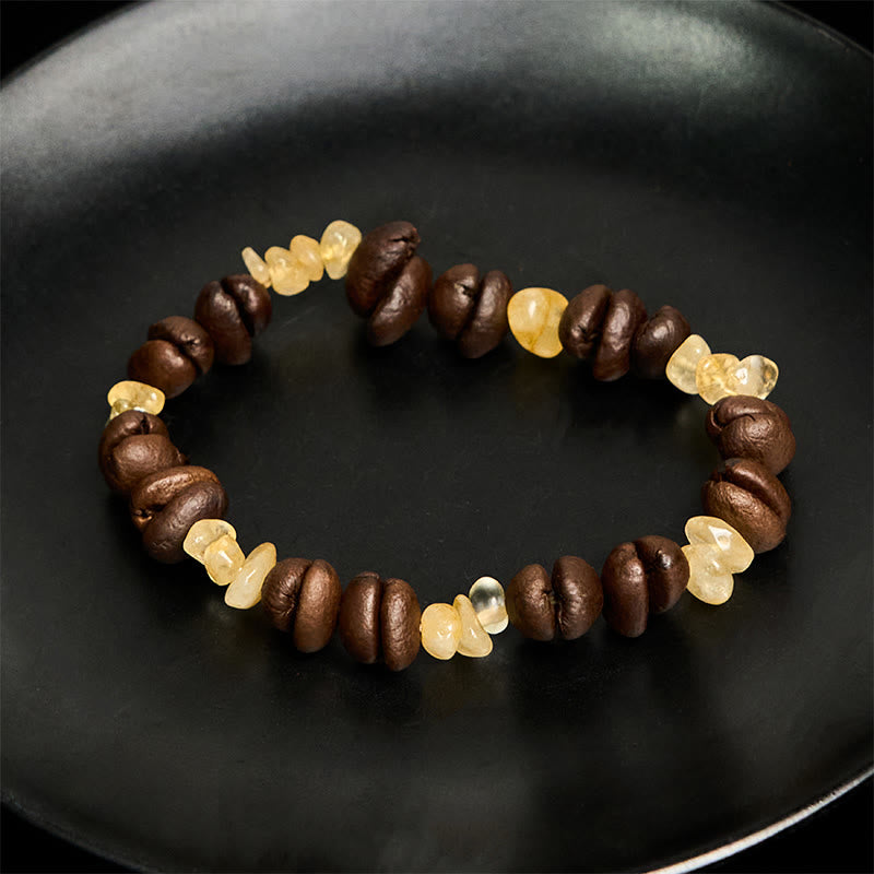 Buddha Stonesハンドメイド天然コーヒー豆アメジストシトリンアマゾナイト不規則クリスタルブレスレット - image 9
