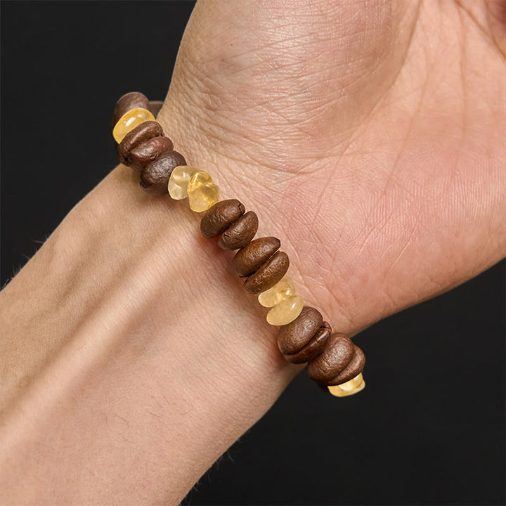 Buddha Stonesハンドメイド天然コーヒー豆アメジストシトリンアマゾナイト不規則クリスタルブレスレット - image 10