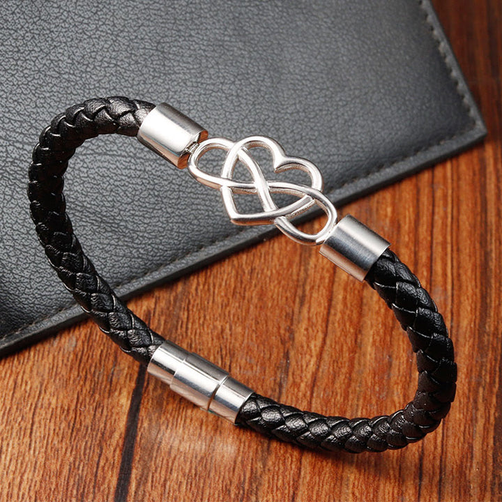 Buddha Stones幾何学模様レザーチタン鋼強化バックルブレスレット - image 12